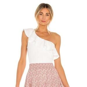 Show Me Your Mumu Ophelia Ruffle Bodysuit Bone Stretch Large NWT